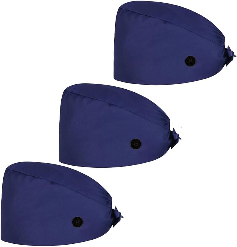 ATHPIK 3pcs Solid Surgical Scrub Cap Medical Nurse Doctor Cap Surgeons Cap with Sweatband & Botton for Womens & Mens - Image 1
